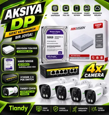 4штук Камера наблюдения Hikvision камеры видеонаблюдения домофоны