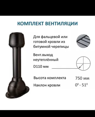 Chokli va bitumli tomlar uchun tom aeratori, qora, D110, H-750 1