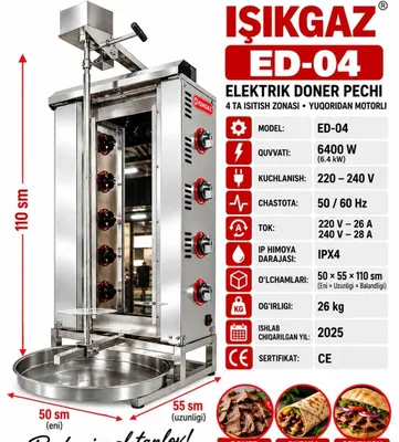 IŞIKGAZ ED-04 — professional elektrik doner pechi