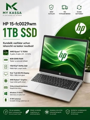 **HP 15 Open Box tirnalgan / Ryzen 5 / 8GB / SSD 1TB / 560$**