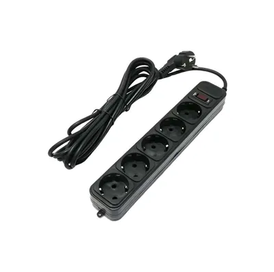 | Gembird tarmoq filtri, 1.5 m, 5 ta rozetka, 16A, qora