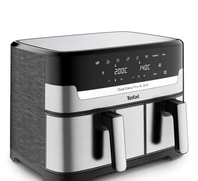 1 yillik kafolat bilan Tefal Dual Easy Fry & Grill 8,3 l EY905D10 aerogrili. 1