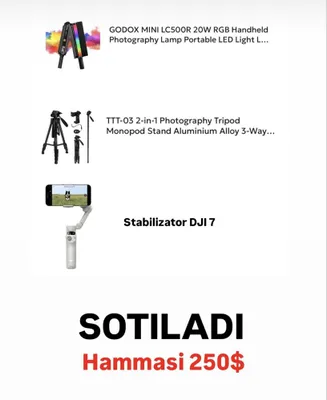 Stabilizator Dji , Godox mini lampa , shtativ Yunteng