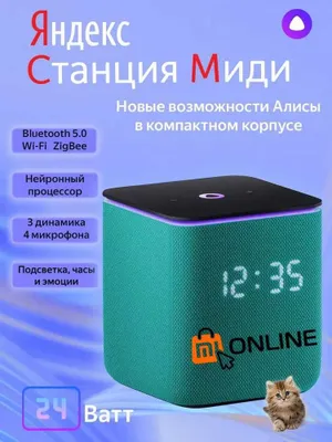 Alisa ovozli yordamchili, Zigbee qo‘llab-quvvatlovchi Yandex Station Midi aqlli kolonkasi, zumrad rang 1