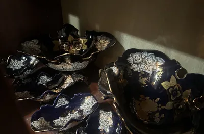 Чёрный богемский хрусталь, сервиз 1