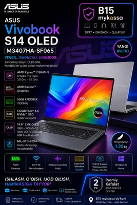 ASUS Vivobook S14 OLED M3407HA-SF065 / Dastavka
