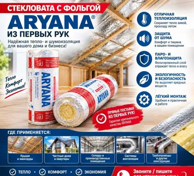 Issiqlik izolyatorlari: shisha paxta, folgali «Ariana» bazalt mineral paxtasi, Eron 1