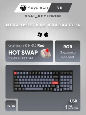 Проводная игровая механическая клавиатура Keychron V5 Hot-Swap, Red Switch, RGB, V5A1 1