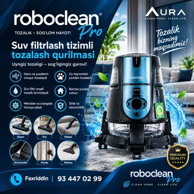 roboclean pro 10 yil garantiya 24 oygacha bolib