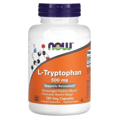 NOW Foods, L-триптофан, 500 мг, 120 растительных капсул. l-tryptophan 1