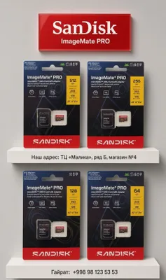 SanDisk Extreme Micro SD Imagemate PRO 4K, U3, V30, A2 250–170 MB/s 1