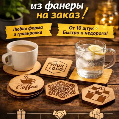 Buyurtma asosida faneradan stakan tagliklari | Logotip | Brendlash 1