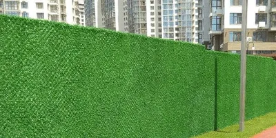 Зелёный экозабор, декоративная сетка с искусственными листьями 1