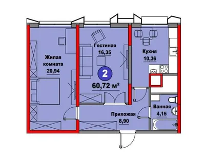 Продажа 2-комн. кв. 60.72 м² · ID 6788 1