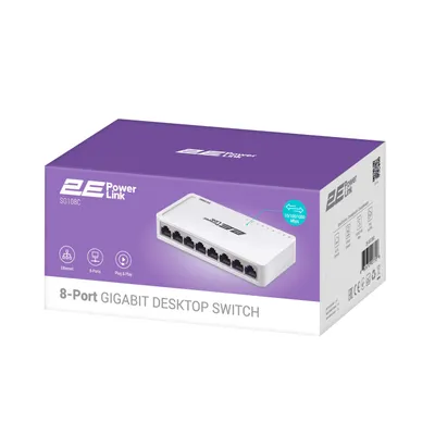 Aksiya 2E PowerLink SG108C 8xGE kommutatori, gigabitli, boshqarilmaydigan 1