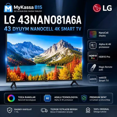 LG 43NANO81A6A — 43 dyuymli NanoCell telivizor / Dastavka / New