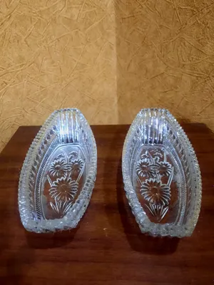 Ideal holatdagi kichik vintage billur qayiqlar (20×9 sm). 1