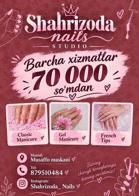 Услуги маникюра | от 70 000 сум | 1