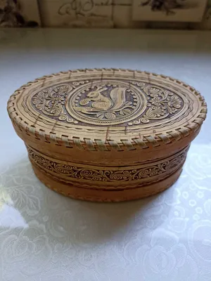Qayin po‘stlog‘idan (yog‘och) quti, qo‘lda o‘yma naqsh va bo‘rtma bezak 1