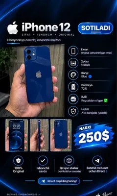 iPhone 12 uzi sotiladi malumot rasmda