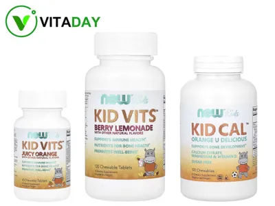 NOW Foods Kids Kid Vits Berry Lemonade Kid Cal Orange 1