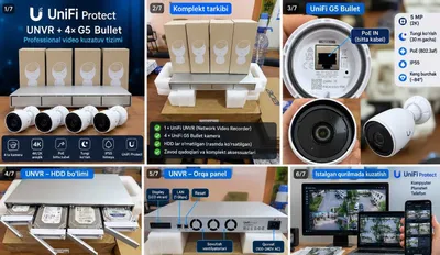 Ubiquiti UniFi UNVR + 4x G5 Bullet 2K kamera + 1TB HDD komplekt 1