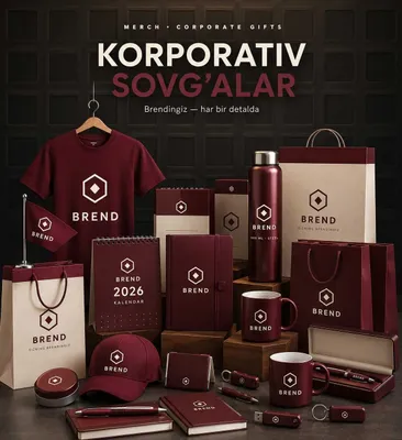 Korporativ sovg'alar, poligrafiya, merch, futbolka kepka bloknot
