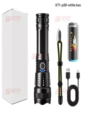 LED chiroq P50, USB zaryadlash bilan, 300 m masofa