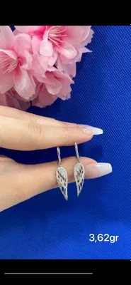 Серебряные серьги с висюлькой, проба 925