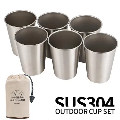 Набор походныхстакановиз нержавеюущец стали sus304 350 ml 6 штук 1