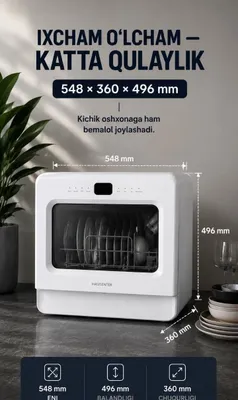 Hausentek idish yuvish mashina, 1yillik kafolatga ega 1