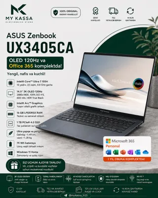 ASUS Zenbook 14 OLED 120Hz / Ultra 9-285H / 32GB / SSD 1TB / Office