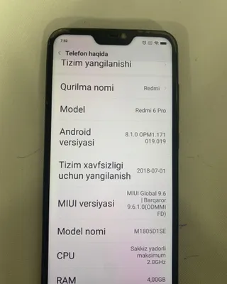 Redmi 6 pro sotiladi 1