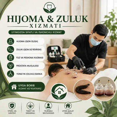 Hijoma va zuluk xizmatlari endi uyingizda