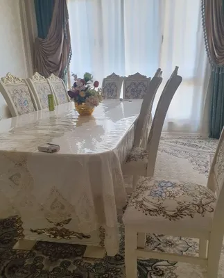 6 kishilik stullar bilan ovqatlanish stoli 1