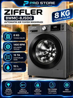 Стиральная машина Ziffler BWMC-8JSDG 8 кг, серый 1