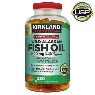 Kirkland Alyaska baliq yog‘i 1400 mg, Omega-3, 5, 6, 7, 9 va 11 — 670 mg, 230 dona 1
