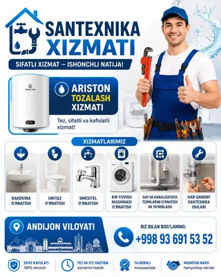 Ariston tozalash santexnika ishlari 1
