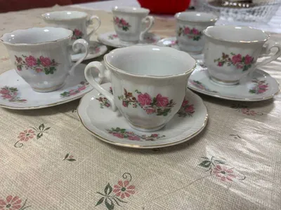 Кофейный сервиз фарфоровый, набор с графином, новый 1