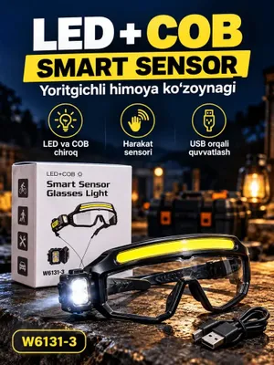 LED COB Smart Sensor chiroqli himoya ko‘zoynagi 1