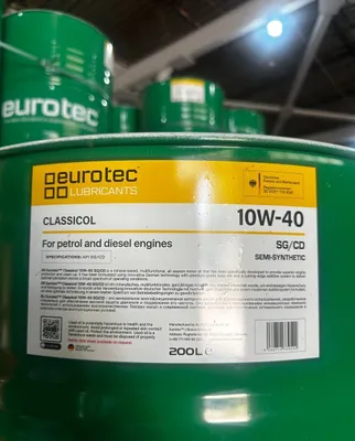 Eurotec Classicol 10W-40 SG/CD, yarim sintetik moy, 200 l
