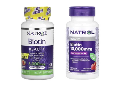 Natrol, Beauty, Biotin, биотин, 5000 мкг, 10000 мкг, 60 таблеток 1
