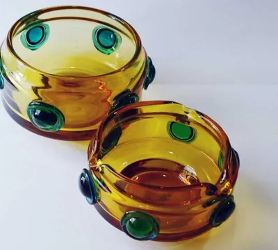 Josef Hospodka amber bowl . Набор (сет) из двух чаш 60-х годов 1