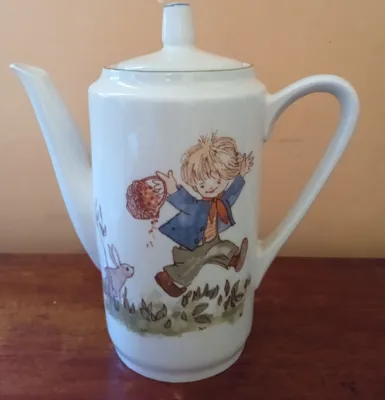 Тарелка детская "Девочка с птичкой", винтаж СССР,21 см. 1