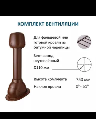 Кровельный аэратор для Фальцевой и битумной кровли Коричневый D110H750 1