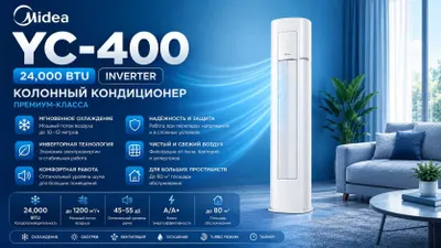 Колонный кондиционер Midea - 24,000 Btu / Инвертор / 2026 год 1