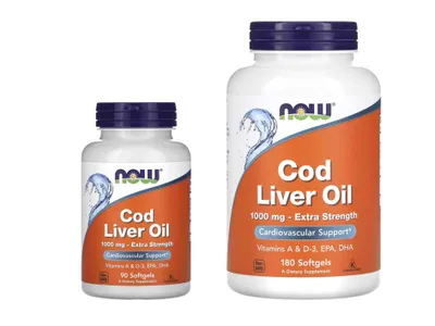 NOW Foods NOW Cod Liver Oil, treska jigari yog‘i, 1000 mg, 90 va 180 kapsula 1