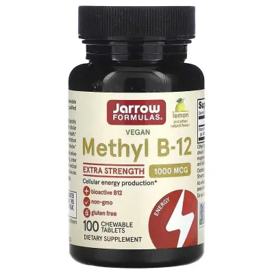 Jarrow Formulas, Methyl B-12, metil B12, limon, 1000 mkg, 100 ta pastilka 1