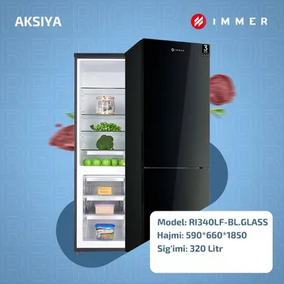 Холодильник IMMER RI340LF-BLACK GLASS