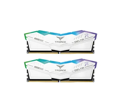 { TeamGroup DELTA DDR5 64GB (2x32GB) RGB 6000MHz PC Memory White